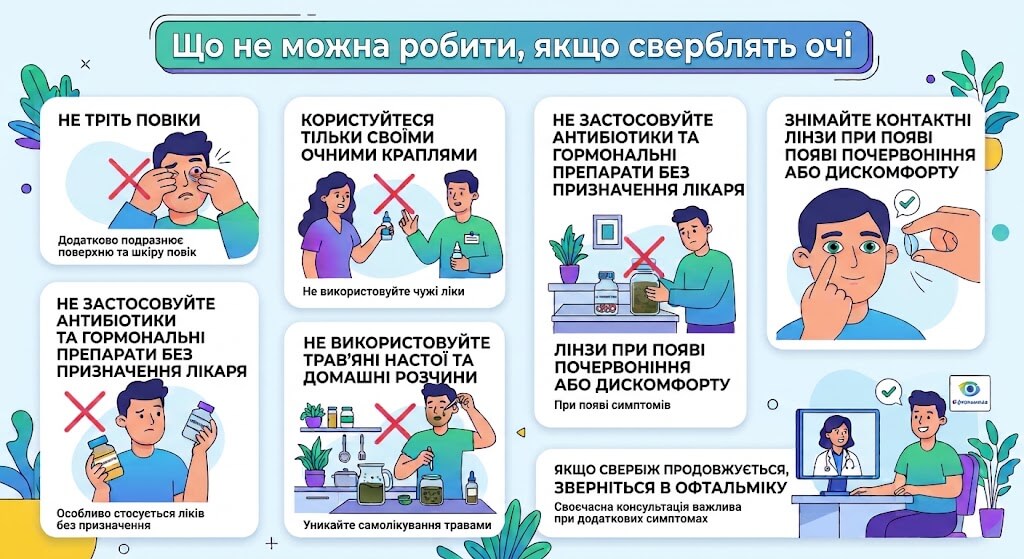 Що не можна робити, якщо свербять очі