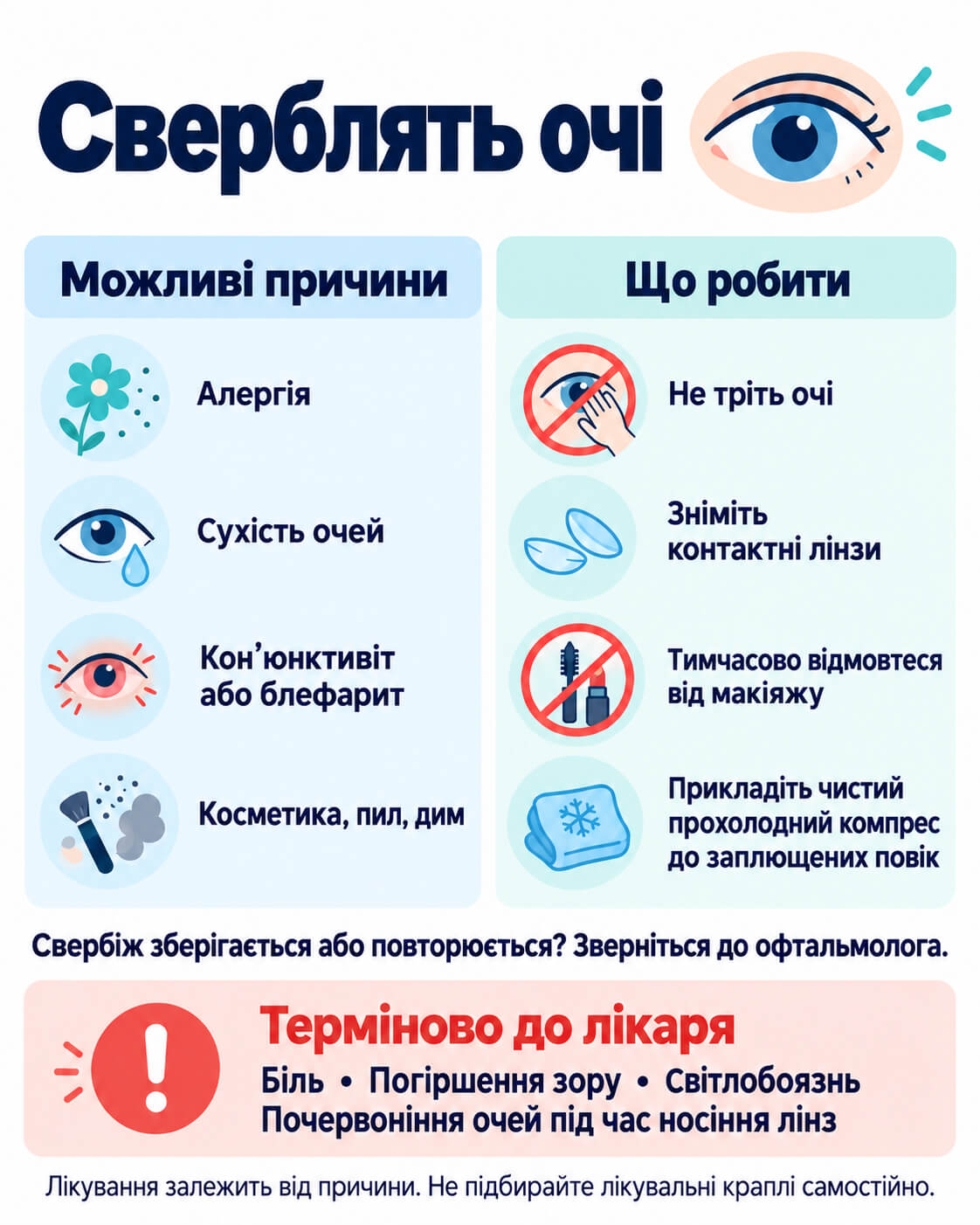 свербять очі причини і що робити